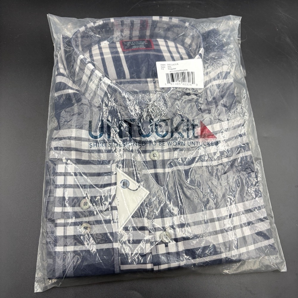 New In Original Package Tags Untuck It Delucca Mens Cotton Shirt XXL Classic Reg